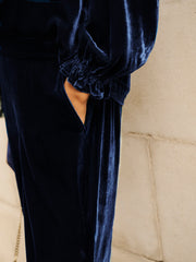 Velvet Top & Velvet Palazzo Trouser Co-ord - Midnight