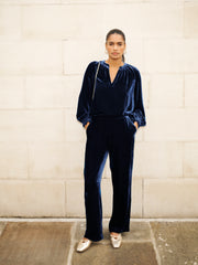 Velvet Top & Velvet Palazzo Trouser Co-ord - Midnight