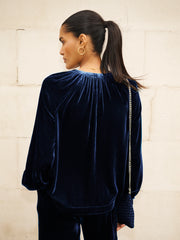 Velvet Top & Velvet Palazzo Trouser Co-ord - Midnight