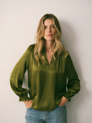 Nikki silk satin top - Wasabi | NRBY Clothing