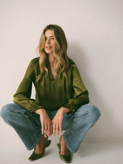 Nikki silk satin top - Wasabi | NRBY Clothing