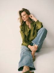 Nikki silk satin top - Wasabi | NRBY Clothing
