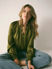 Nikki silk satin top - Wasabi | NRBY Clothing