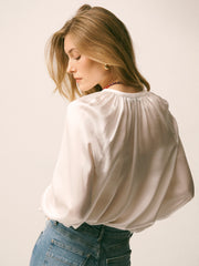 Nikki Silk Satin Shirt - Ivory | NRBY Clothing