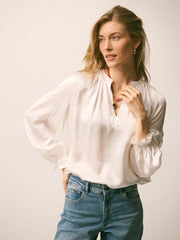 Nikki Silk Satin Shirt - Ivory | NRBY Clothing