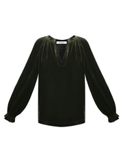 Nikki silk blend velvet shirt - Khaki