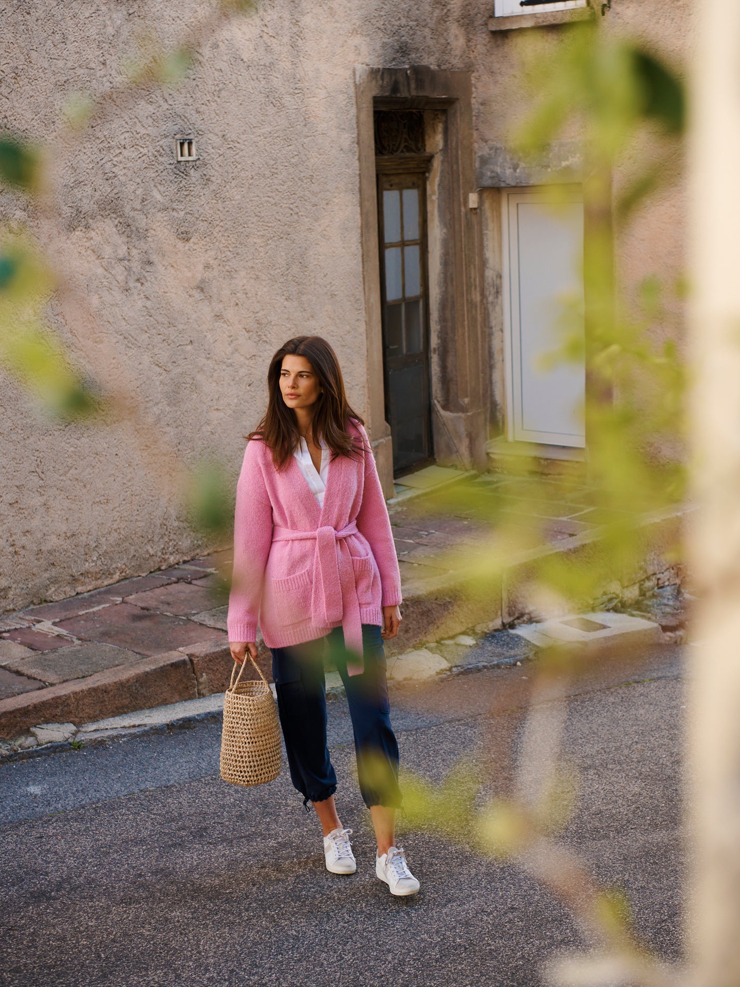 Melody alpaca blend belted wrap cardigan - Pink Sorbet