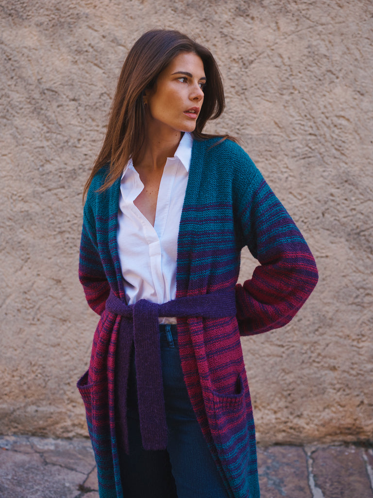 Carolyn chunky knit striped maxi cardigan | NRBY Clothing