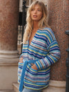 Melody alpaca blend belted wrap cardigan - Reverse Multistripe