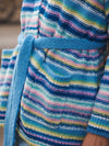 Melody alpaca blend belted wrap cardigan - Reverse Multistripe