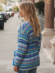 Melody alpaca blend belted wrap cardigan - Reverse Multistripe | NRBY Clothing