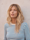 Billie cotton rib stripe t-shirt - Provence Blue & Cream