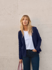 Lima knitted cotton cashmere jacket - Navy | NRBY Clothing
