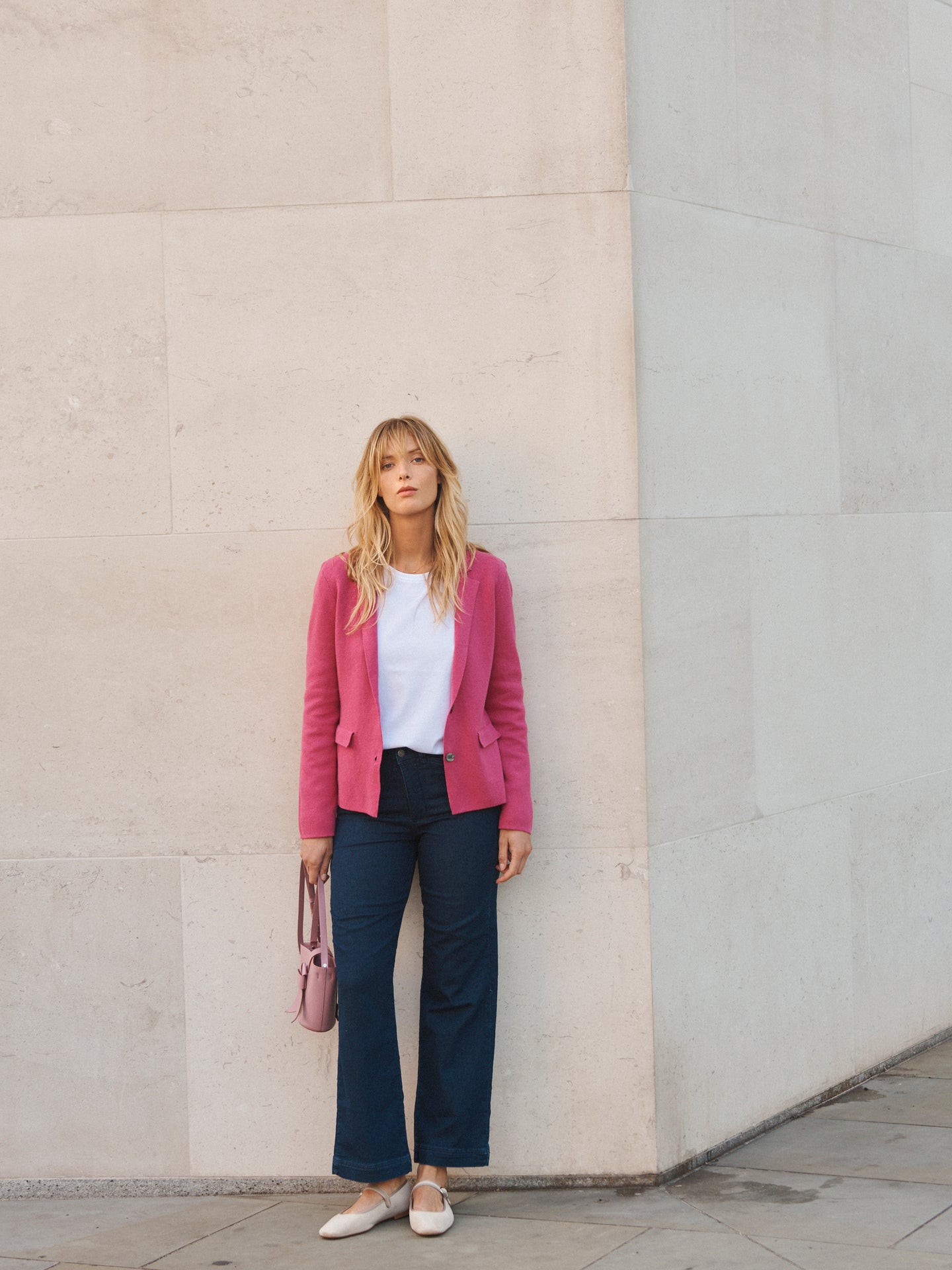 Lima knitted cotton cashmere jacket - Cherry Pink