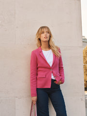 Lima knitted cotton cashmere jacket - Cherry Pink | NRBY Clothing