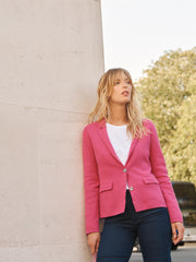 Lima knitted cotton cashmere jacket - Cherry Pink | NRBY Clothing