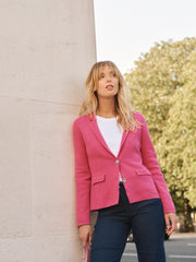Lima knitted cotton cashmere jacket - Cherry Pink | NRBY Clothing