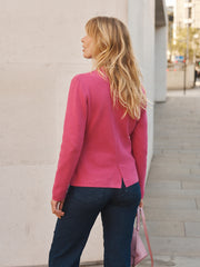 Lima knitted cotton cashmere jacket - Cherry Pink | NRBY Clothing