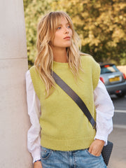 Rosie crew neck chunky knit tank - Pistachio | NRBY Clothing