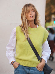 Rosie crew neck chunky knit tank - Pistachio | NRBY Clothing