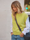 Rosie crew neck chunky knit tank - Pistachio