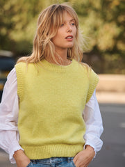 Rosie crew neck chunky knit tank - Pistachio | NRBY Clothing