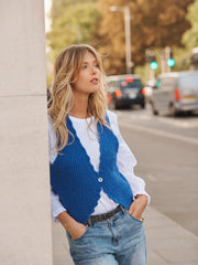 Kendall alpaca blend waistcoat - Cobalt Blue | NRBY Clothing