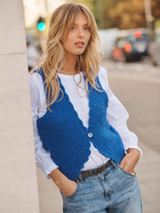 Kendall alpaca blend waistcoat - Cobalt Blue | NRBY Clothing
