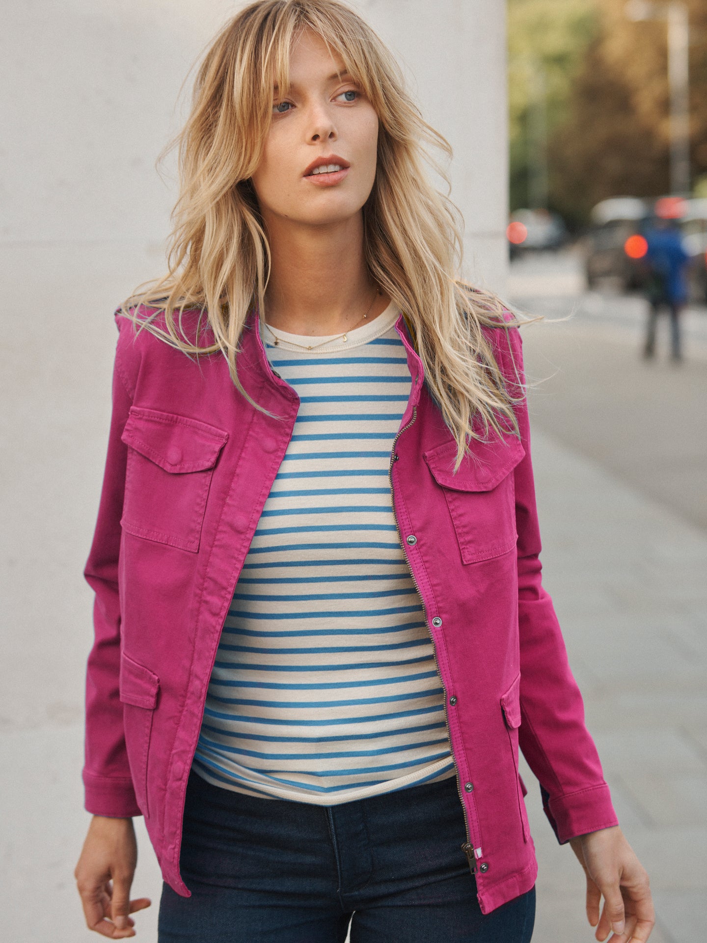 Monica cotton utility jacket - Hot Pink