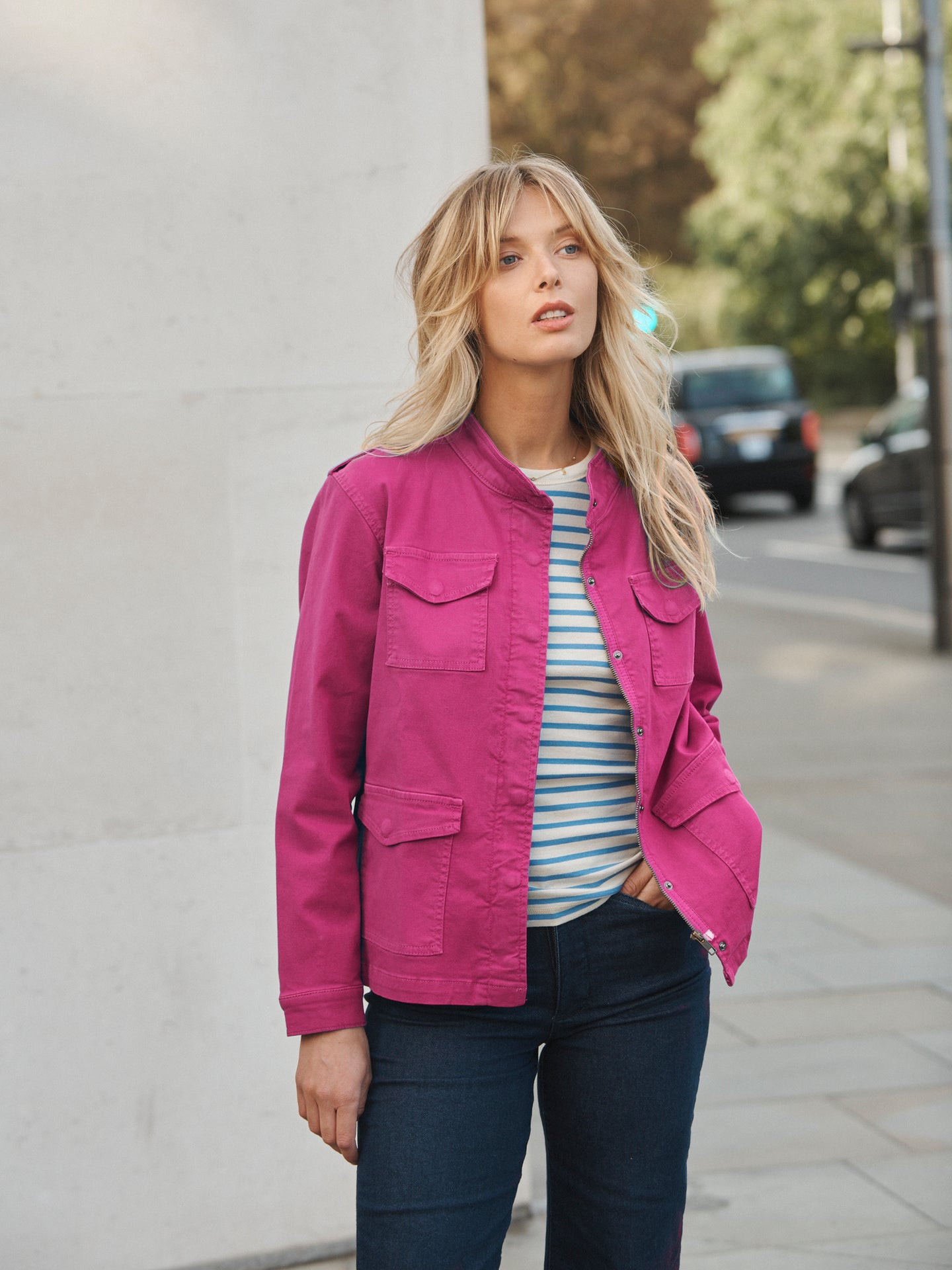 Monica cotton utility jacket - Hot Pink