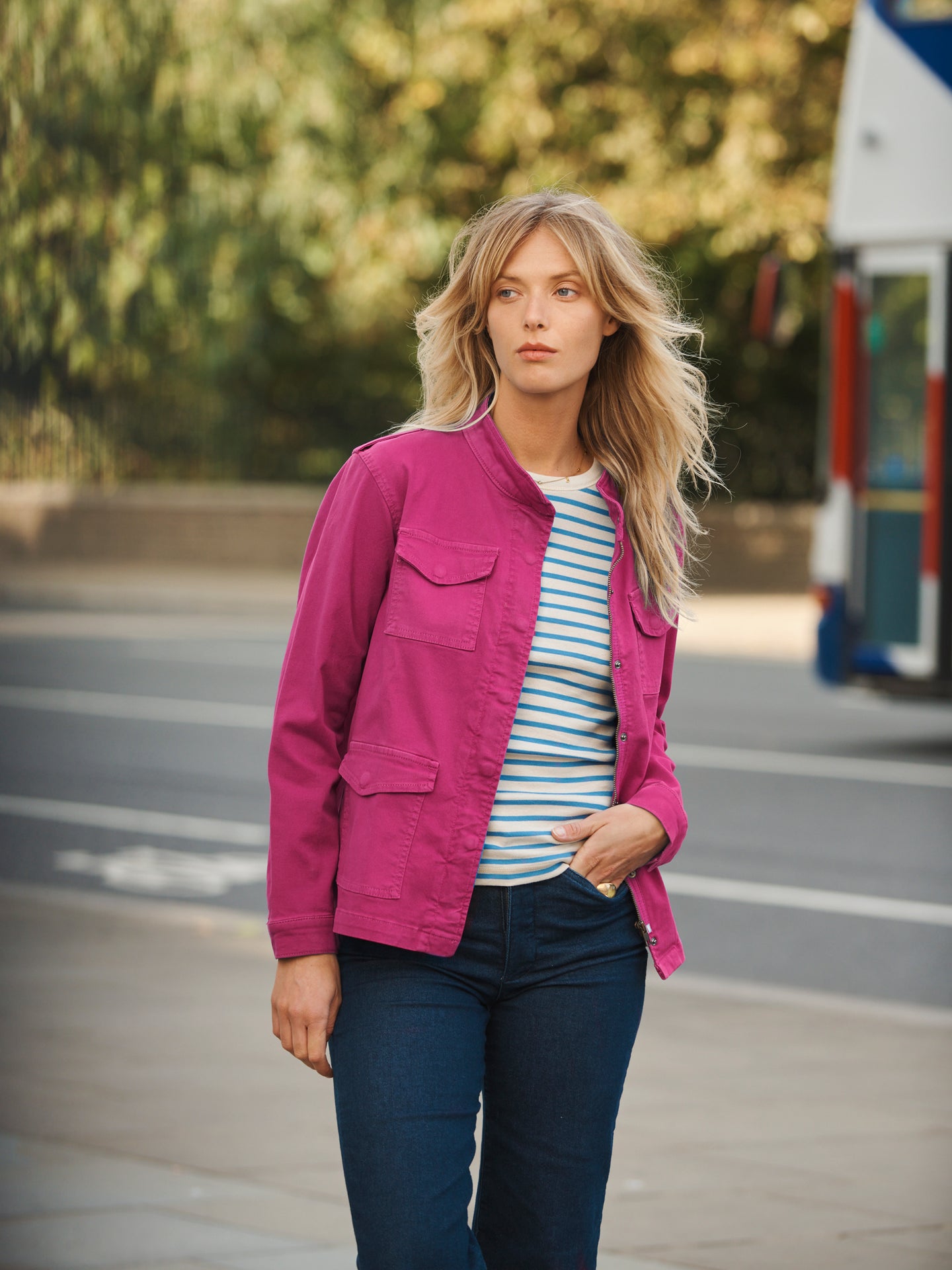 Monica cotton utility jacket - Hot Pink