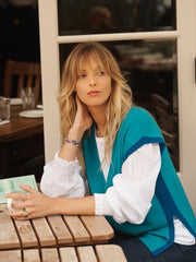 Willow contrast side stripe tank - Peacock/Blue | NRBY Clothing