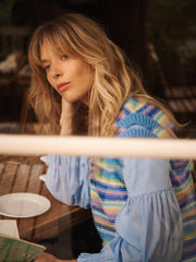 Rosie crew neck chunky knit tank - Reverse Multistripe | NRBY Clothing