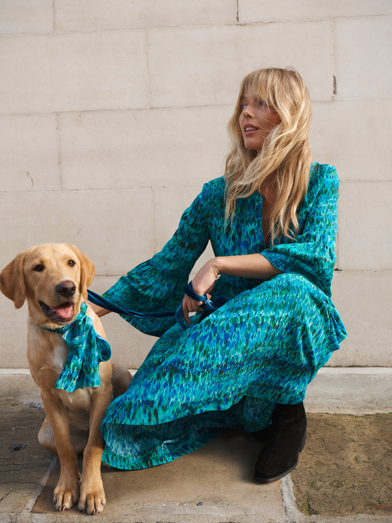 Gracelyn Silk Watercolour Splash Dress in Peacock | NRBY Clothing