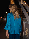 Ophelia silk satin shirt - Turquoise