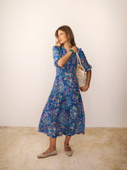 Ashlyn silk painterly paisley print dress