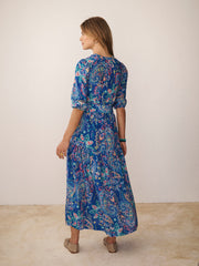 Ashlyn silk painterly paisley print dress