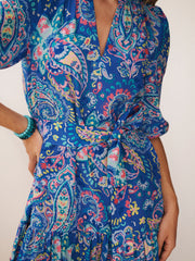 Ashlyn silk painterly paisley print dress