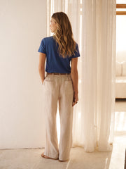 Peyton pleated linen trouser - Oyster