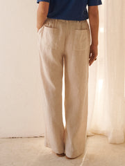 Peyton pleated linen trouser - Oyster