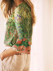 Polly silk garden path print top | NRBY Clothing
