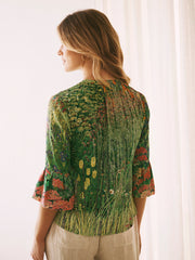 Polly silk garden path print top | NRBY Clothing