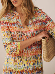 Avery silk watercolour splash print dress