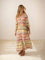 Avery silk watercolour splash print dress