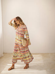 Avery silk watercolour splash print dress