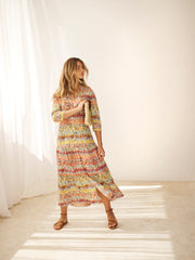 Avery silk watercolour splash print dress