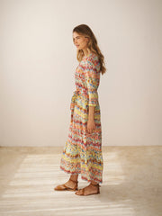 Avery silk watercolour splash print dress