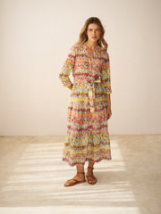 Avery silk watercolour splash print dress