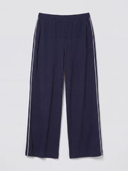 Thea silk piped trouser - Navy with Ivory piping | NRBY Clothing