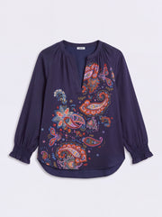 Nikki silk paisley placement print shirt | NRBY Clothing